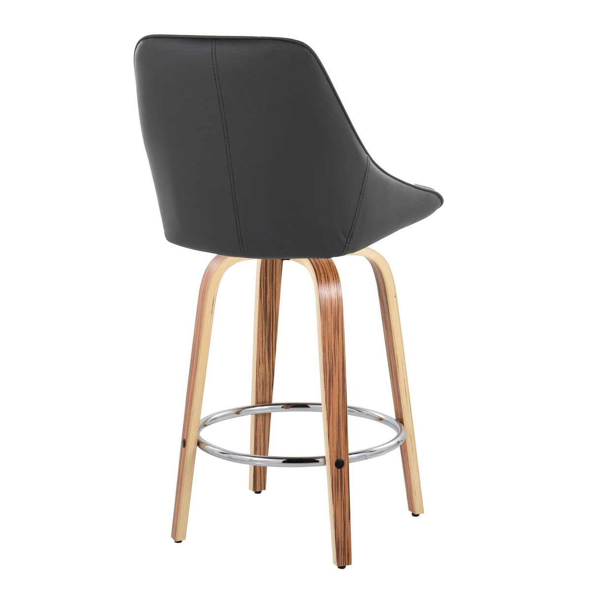 Diana - 26" Fixed-Height Counter Stool With Swivel And Round Chrome Metal Footrest (Set of 2) - Zebra Wood