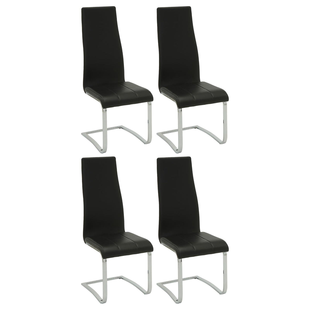 High Back Side Chairs Dining Chairs With Padded Upholstery (Set of 4) - Black