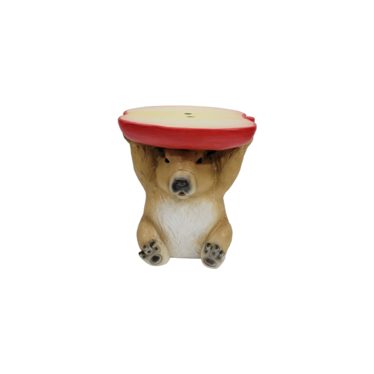 Capybara Shaped Apple Slice Stool, Animal Figurine Decor, Indoor Outdoor Seat - Brown / Tan
