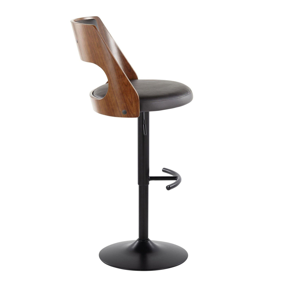 Cecina - Adjustable Barstool With Swivel And Rounded T Footrest (Set of 2) - Black Metal, Cherry Wood