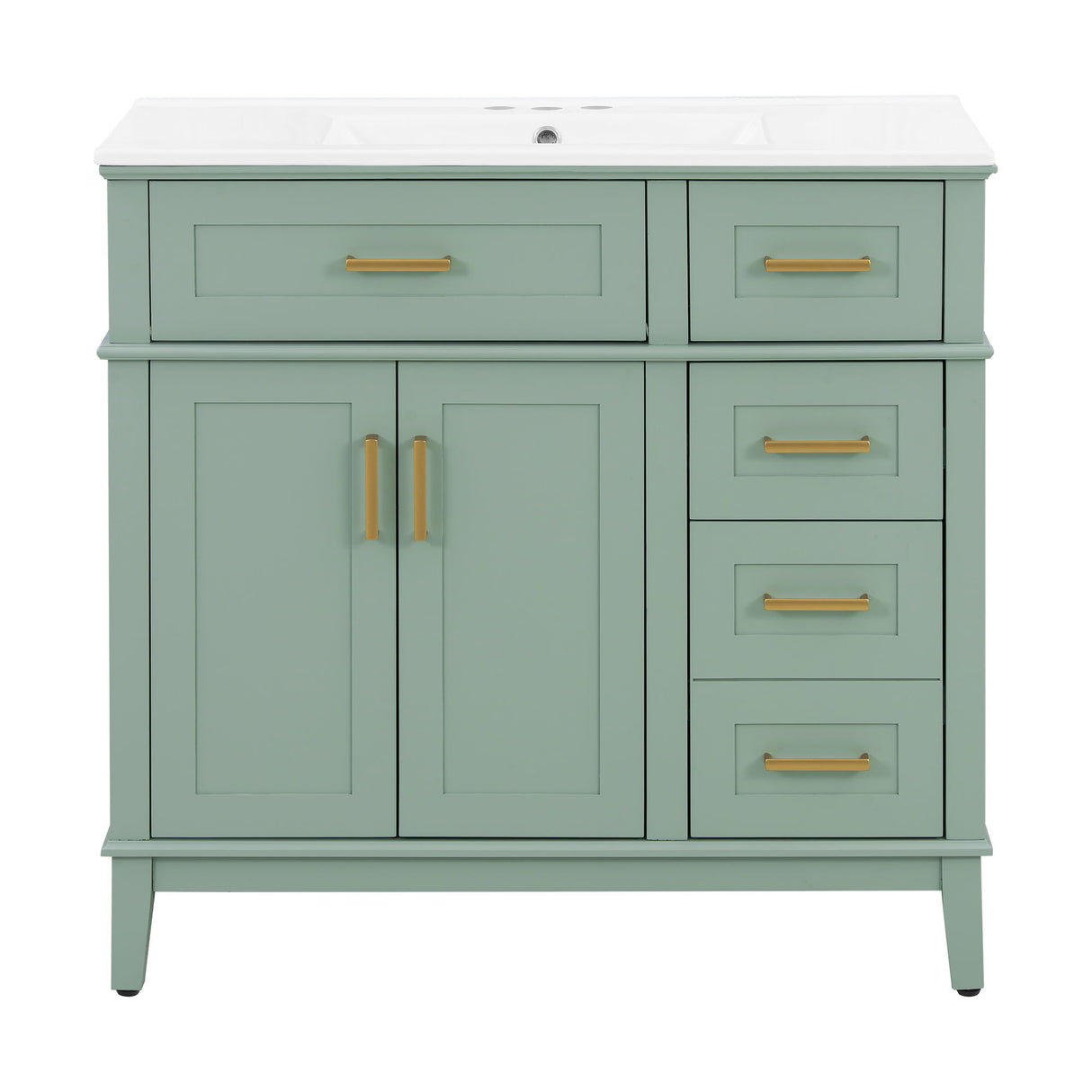 Bathroom Vanity With Sink, Soft Close Doors, 4 Storage Drawers