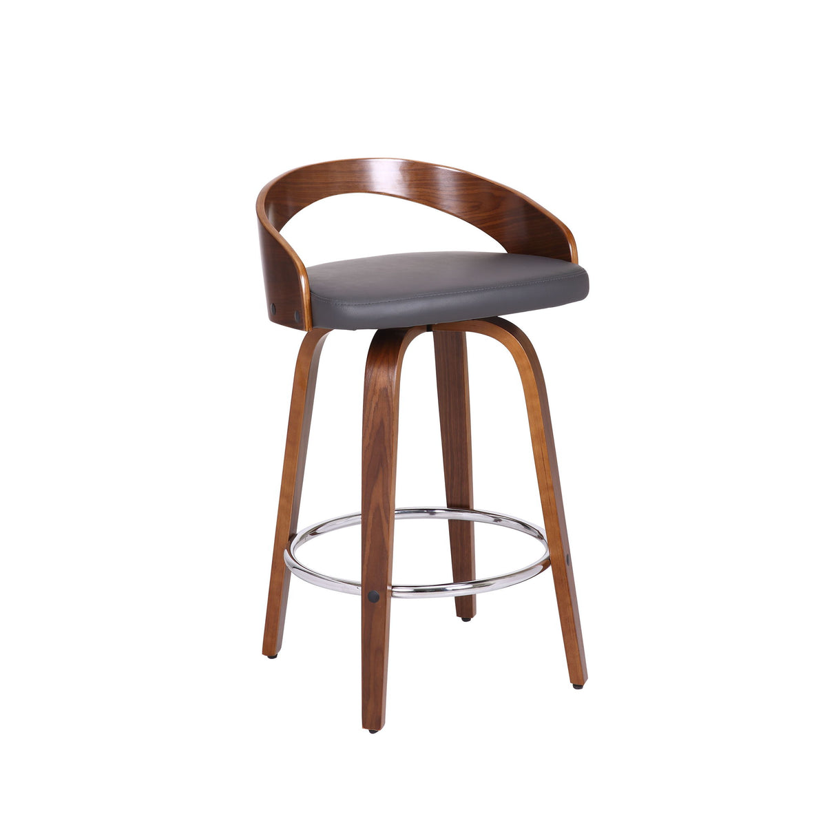 Sonia - 26" Counter Height Swivel Bar Stool - Walnut Wood