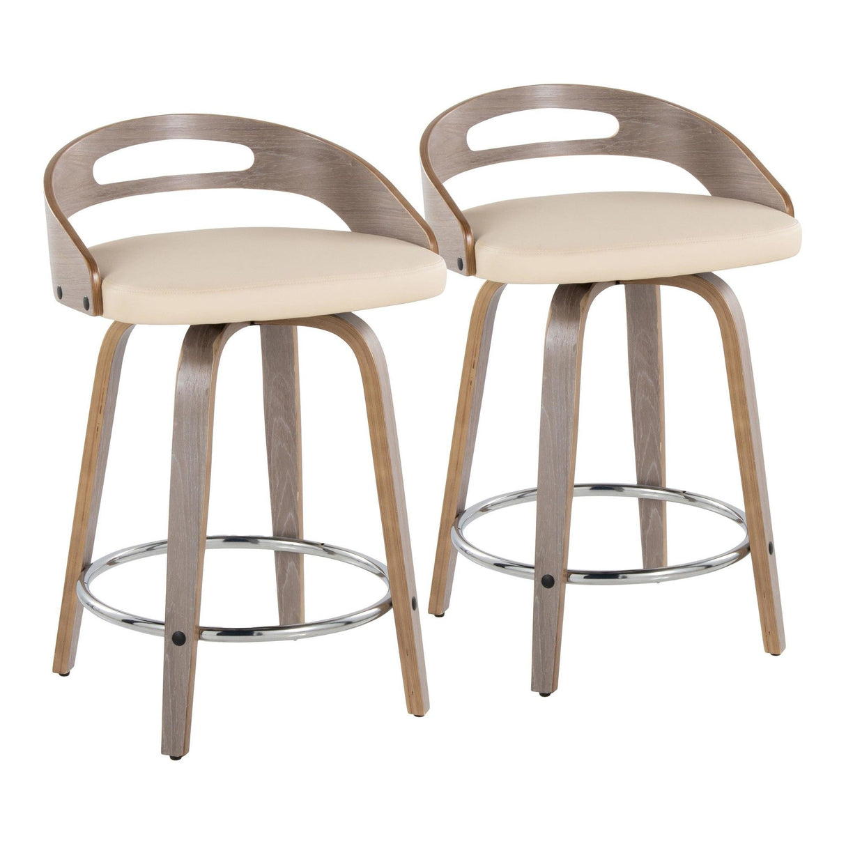 Cassis - Modern Fixed-Height Swivel Counter Stool With Light Gray Frame (Set of 2)