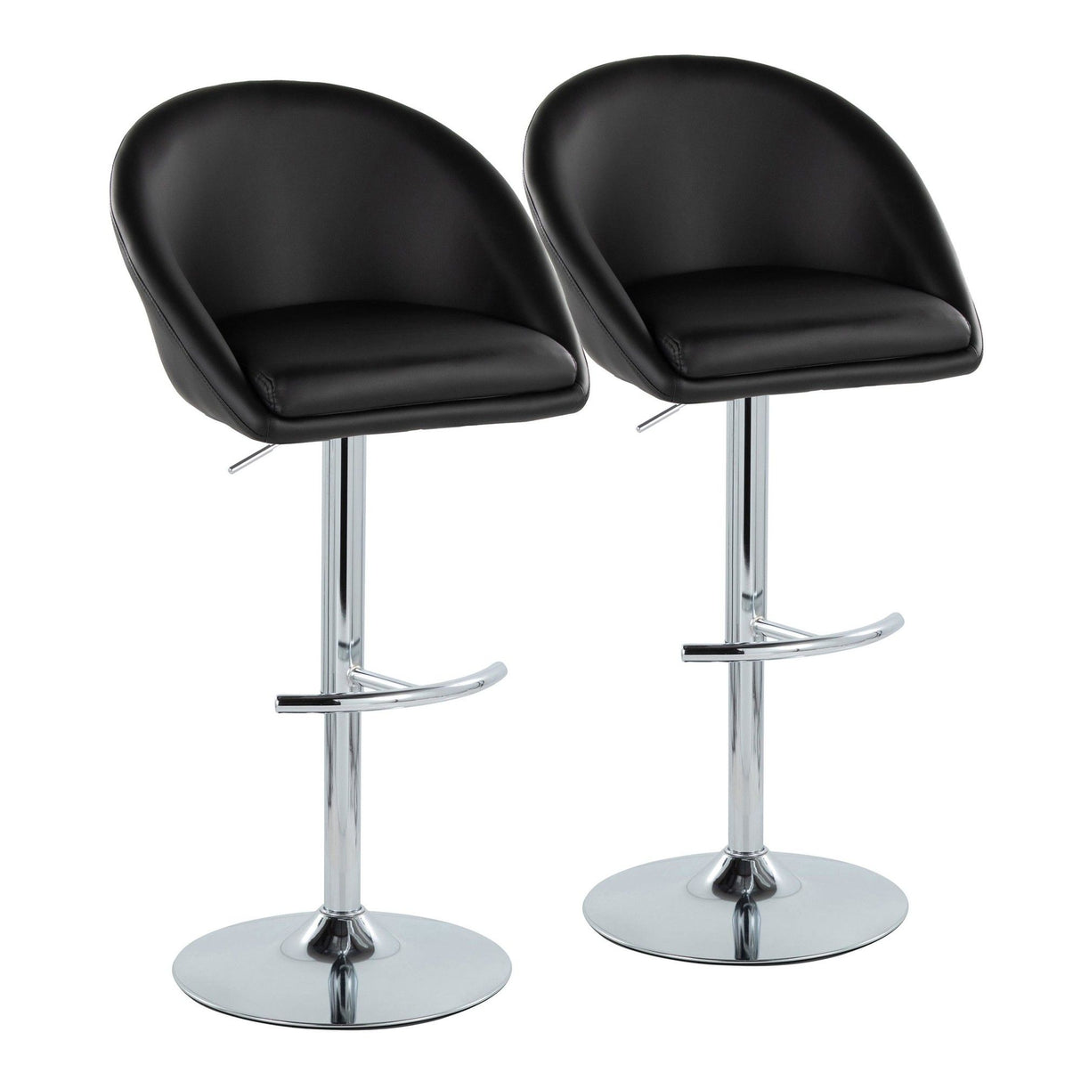 Matisse - Highback Adjustable Barstool With Rounded T Footrest (Set of 2) - Chrome Metal