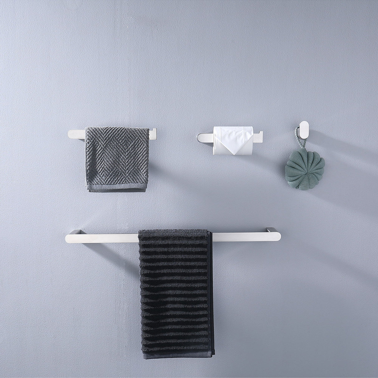 4 Pieces Bathroom Hardware Set Single Towel Bar, Towel Holder, Toilet Paper Holder