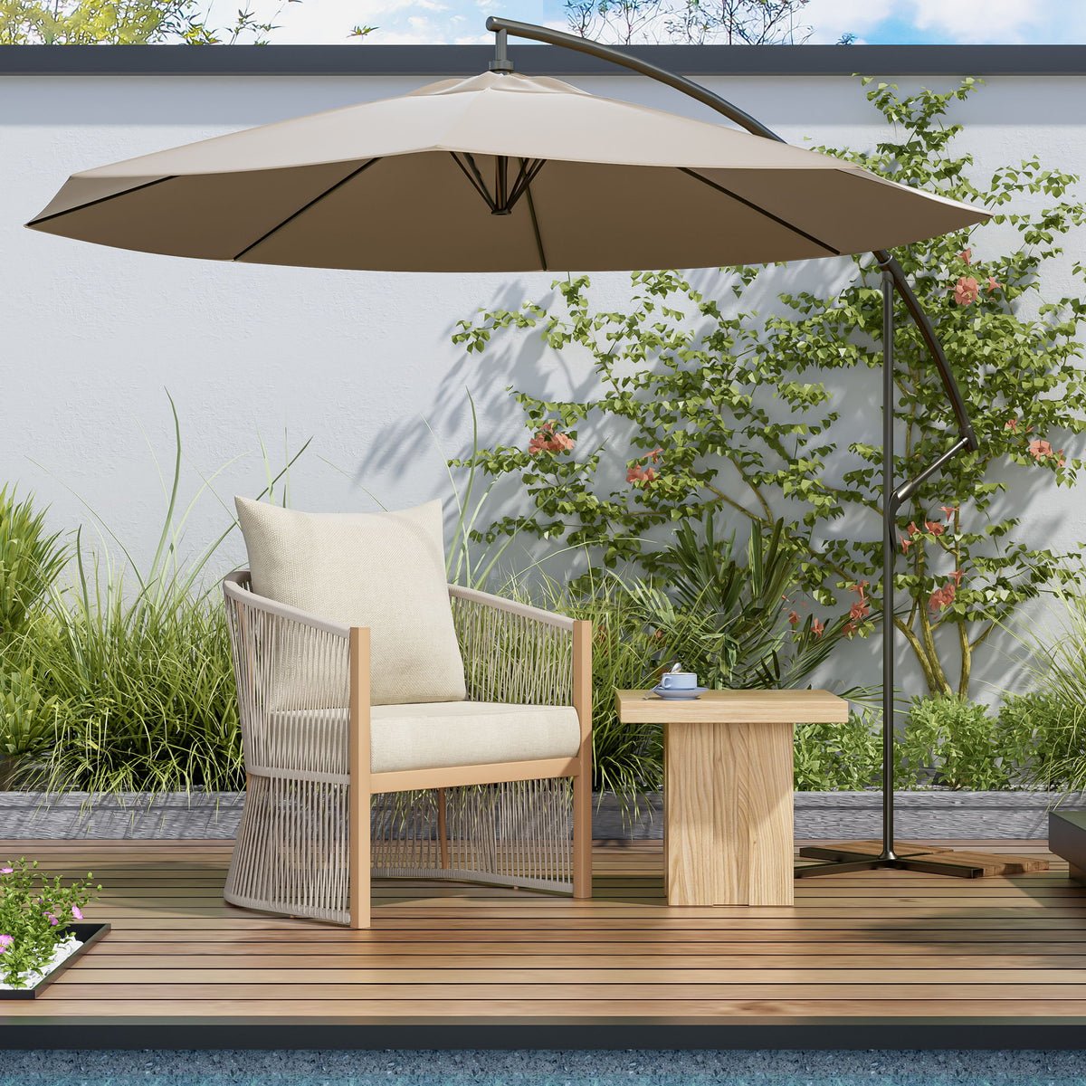 Modern Curved Aluminum Lounge Chair With Stylish Rope Weave Design And Cushioned Comfort For Outdoor