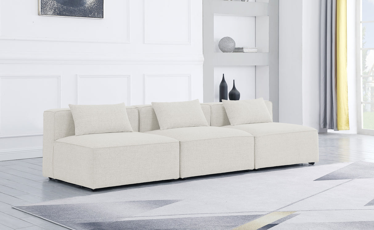 Cube - Linen Modular 3 Seat Armless Sofa