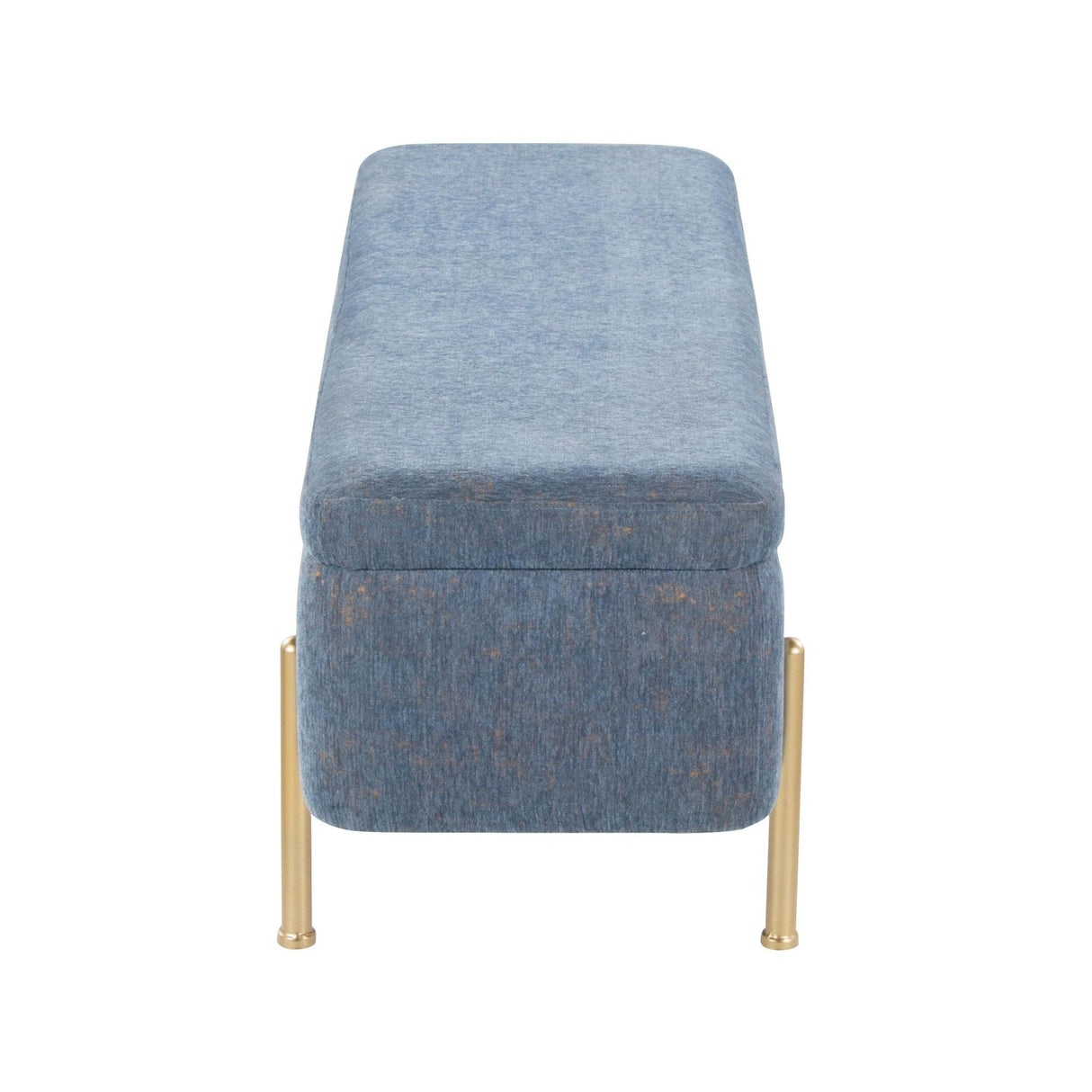 Daniella - Storage Bench - Gold Metal And Blue Fabric