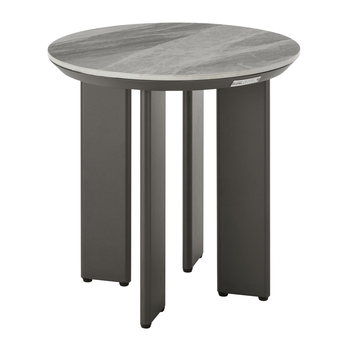 Ciela - Outdoor Round Sintered Stone Side Table With Pedestal Aluminum Base - Dark Bronze