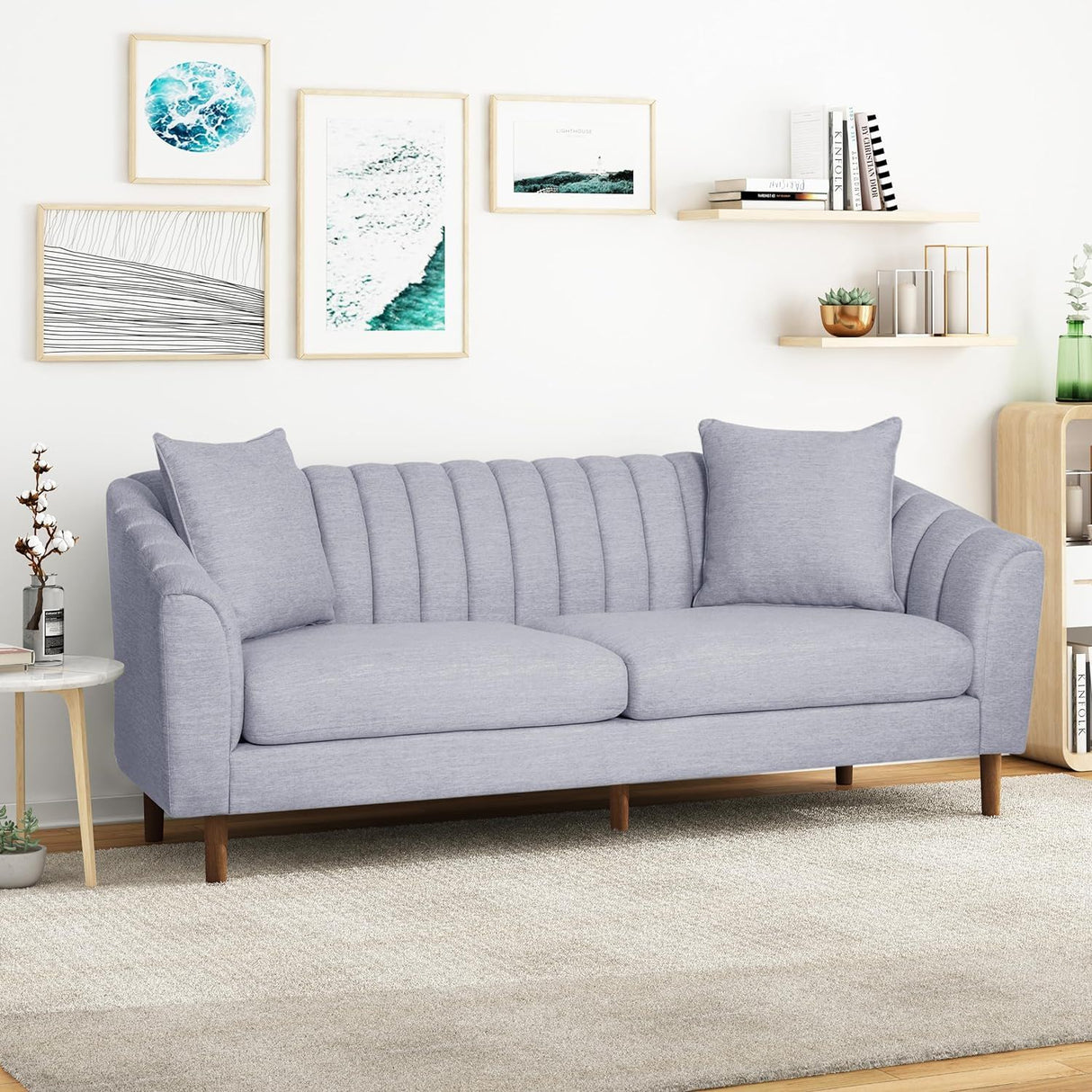 Contemporary 3 Seater Sofa With Plush Accents