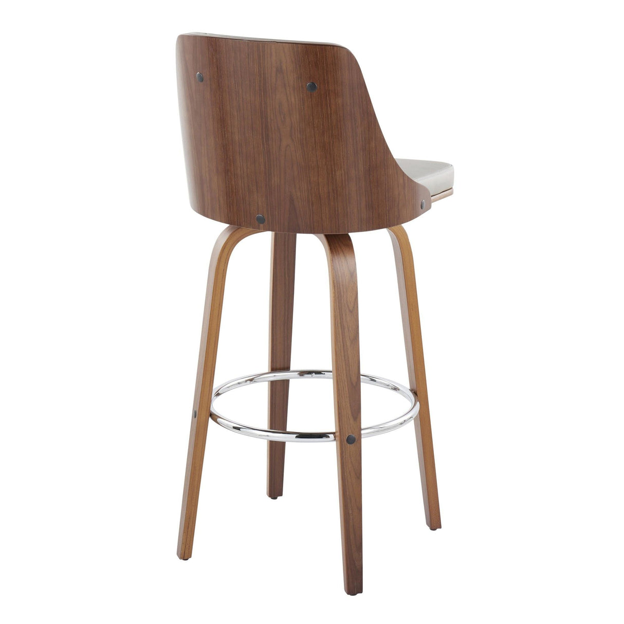 Gianna - 30" Fixed-Height Barstool (Set of 2) - Walnut Wood With Round Footrest