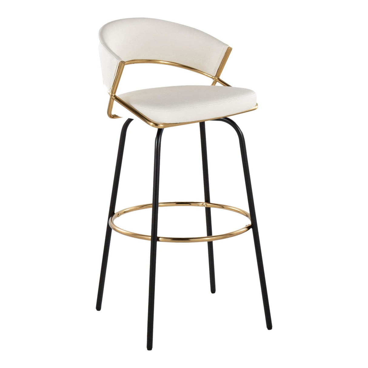 Jie - 30" Fixed-Height Barstool With Swivel (Set of 2) - Black Legs