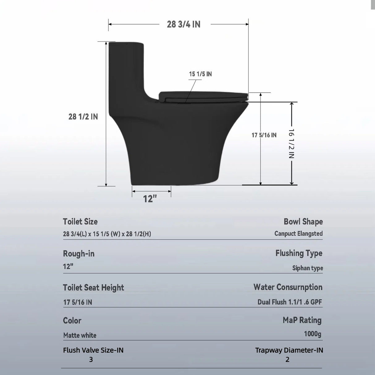 1 Piece Toilet With Dual Flush And Soft Closing Seat