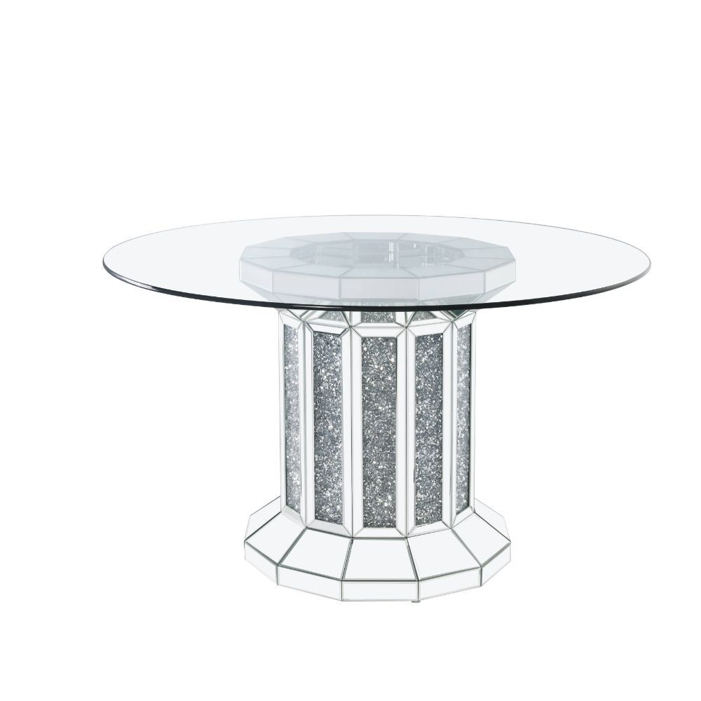 Noralie - Dining Table - Clear Glass Top & Mirrored & Faux Diamonds