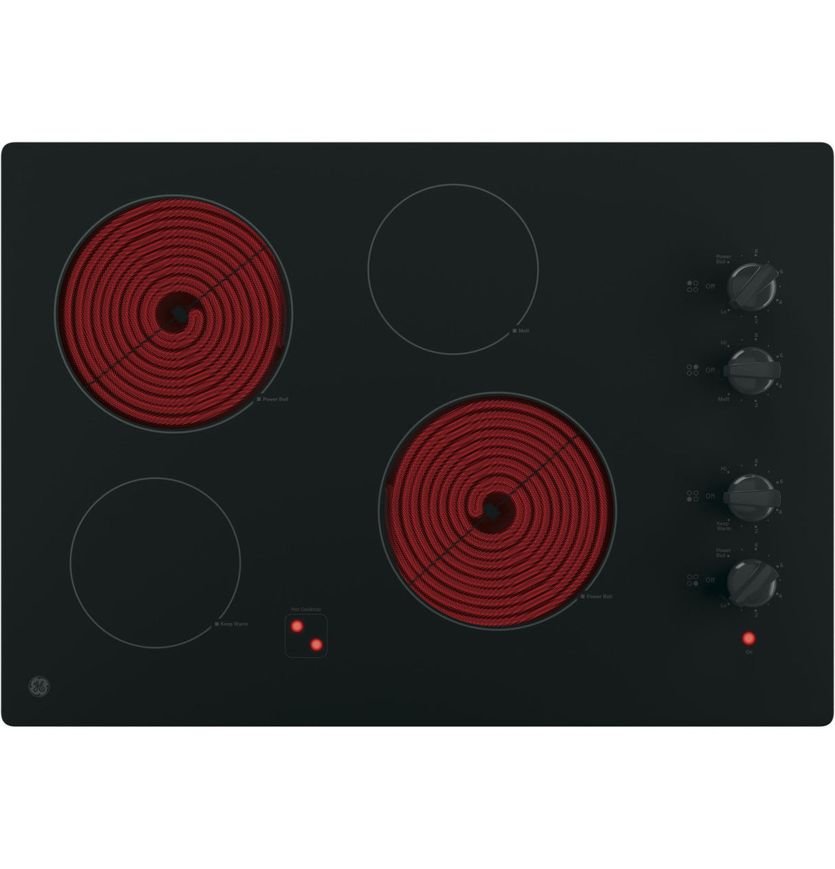 GE JP3030DWBB electric cooktop — radiant elements