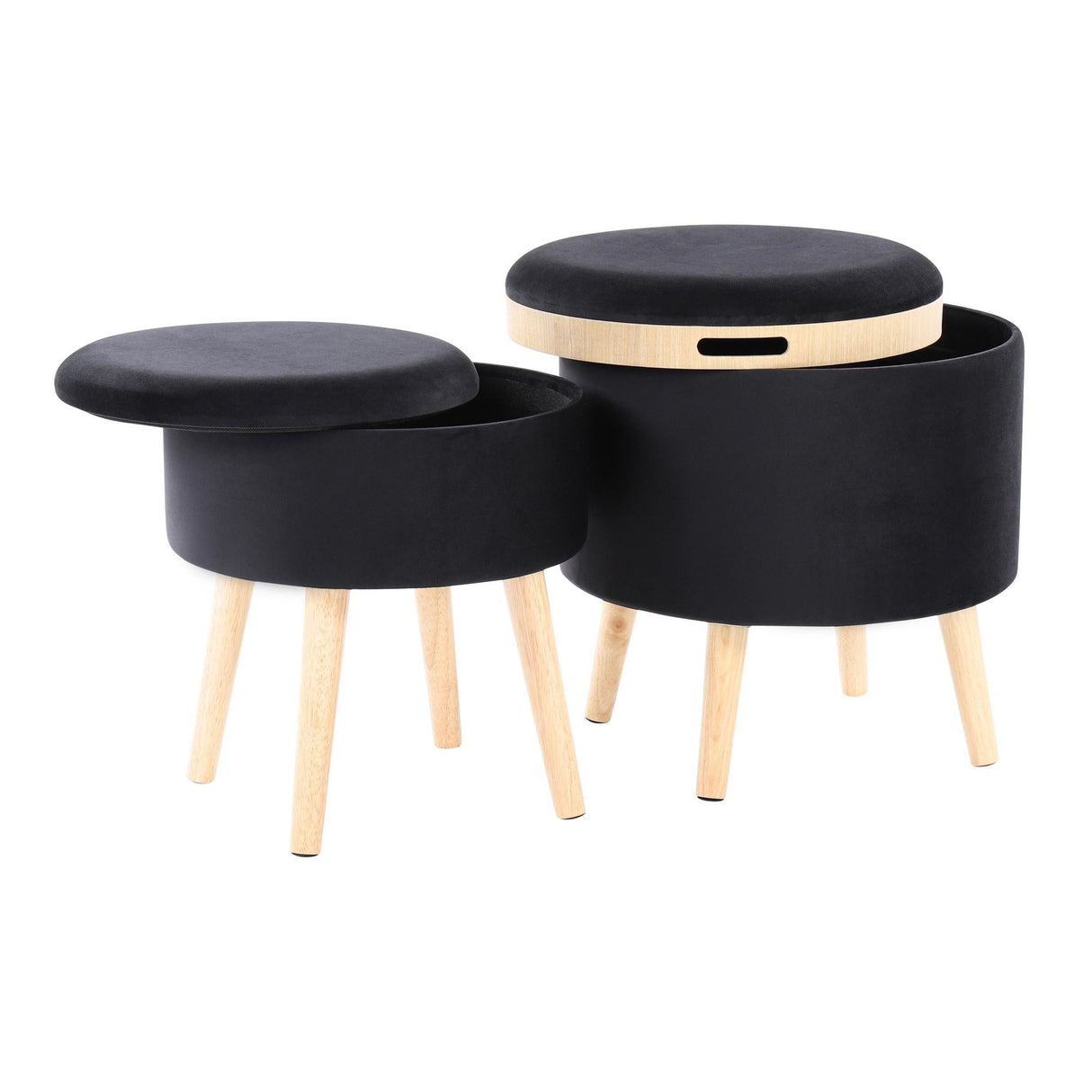 Tray - Contemporary Storage Ottoman With Matching Stool