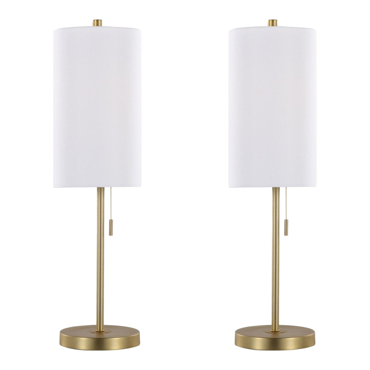 Bounty - Metal Buffet Lamp with Usb (Set of 2) - Gold Metal, White Linen