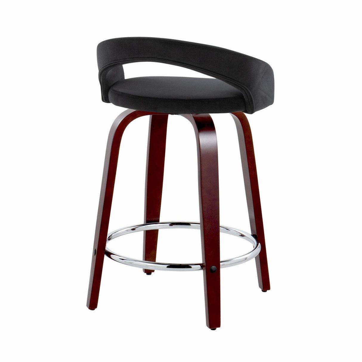 Grotto - Upholstered Fixed-Height Counter Stool With Mahogany Wood Base (Set of 2)