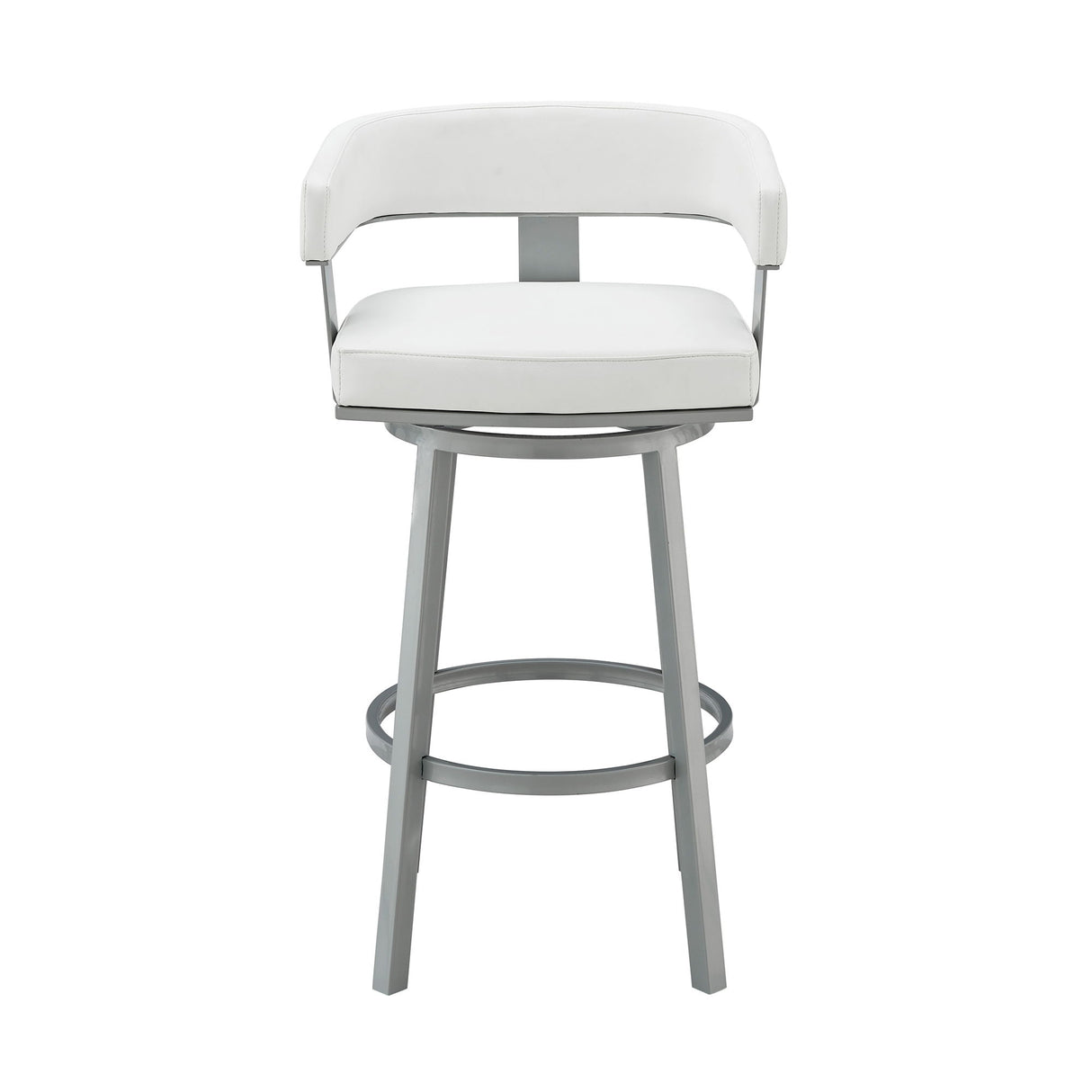 Lorin - 30" Bar Height Swivel Bar Stool - Silver / White