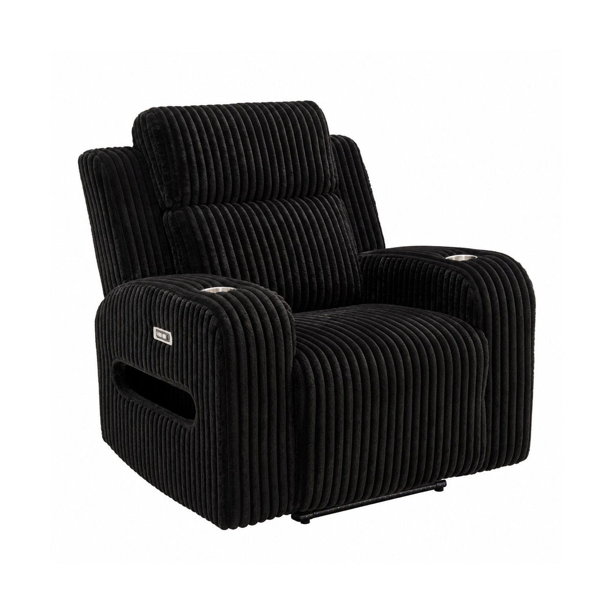 Power Recliner With Cup Holders And Ambient LED Lighting - Black