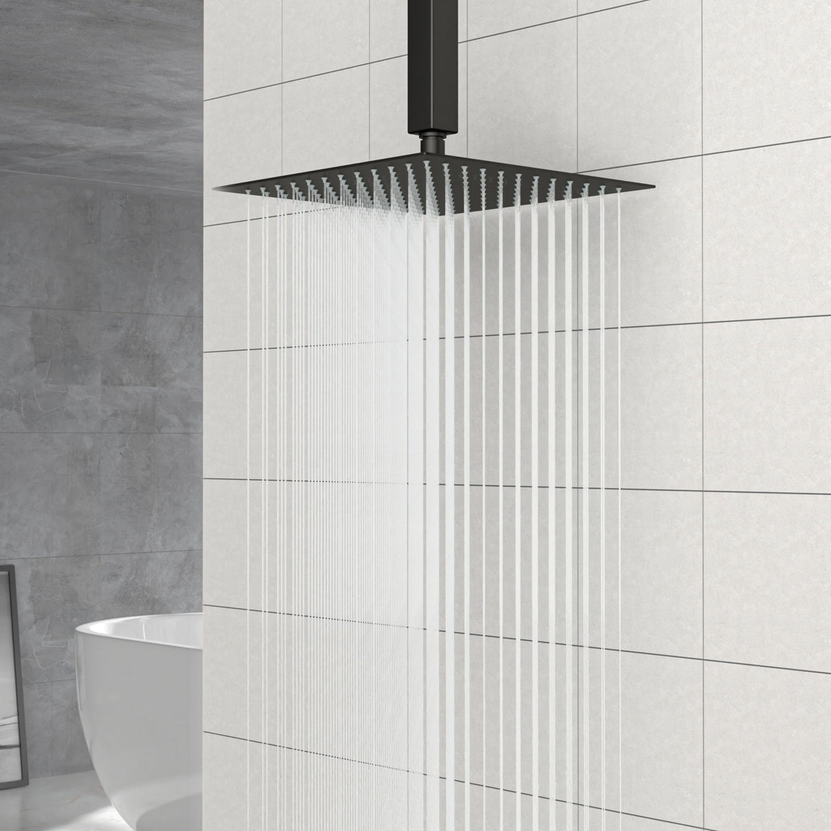 Modern 10" Square Rainfall Shower Head & Stainless Steel Wall Or Ceiling Mount Luxury Spa Shower Panel