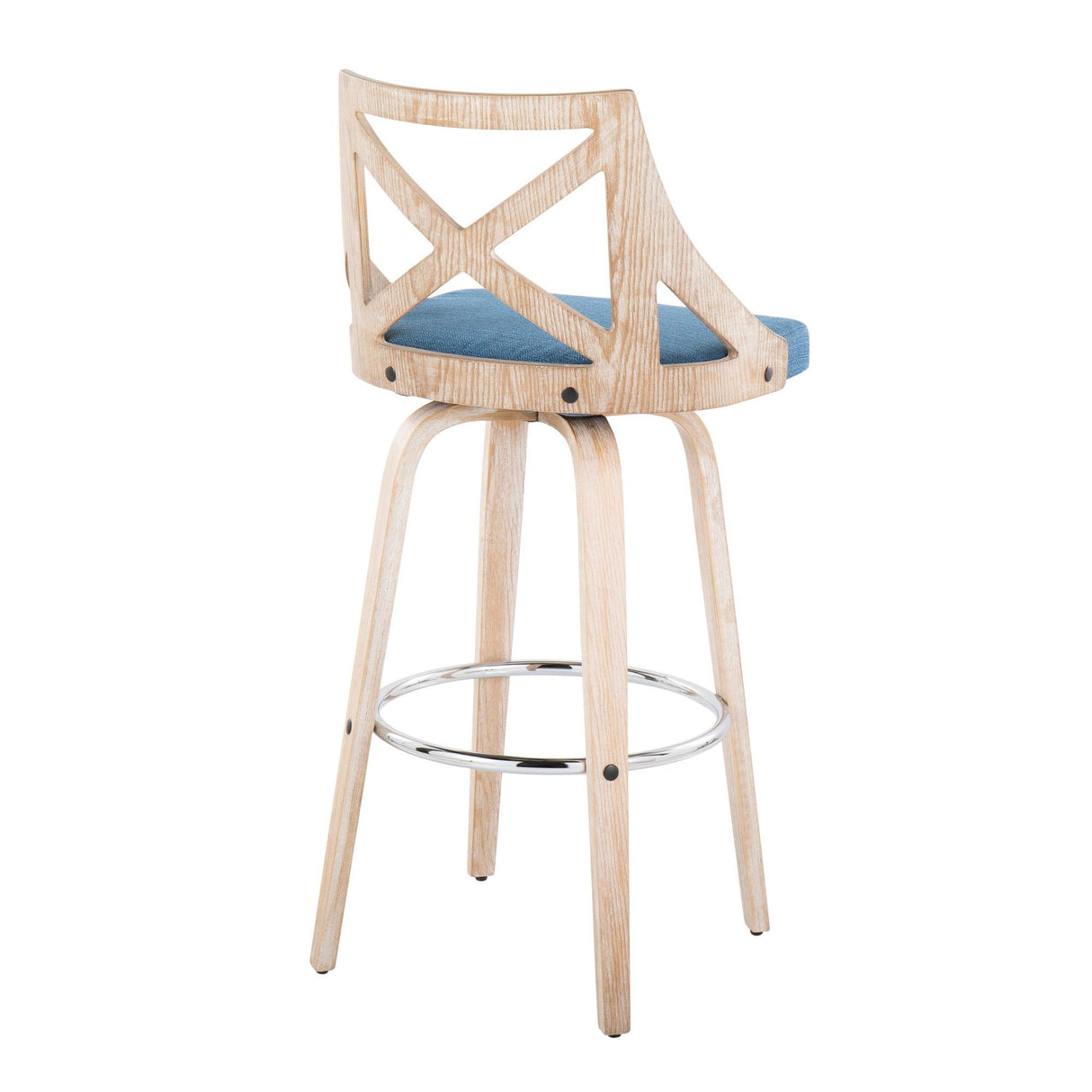 Charlotte - 30" Fixed-Height Barstool (Set of 2) - White Washed Frame