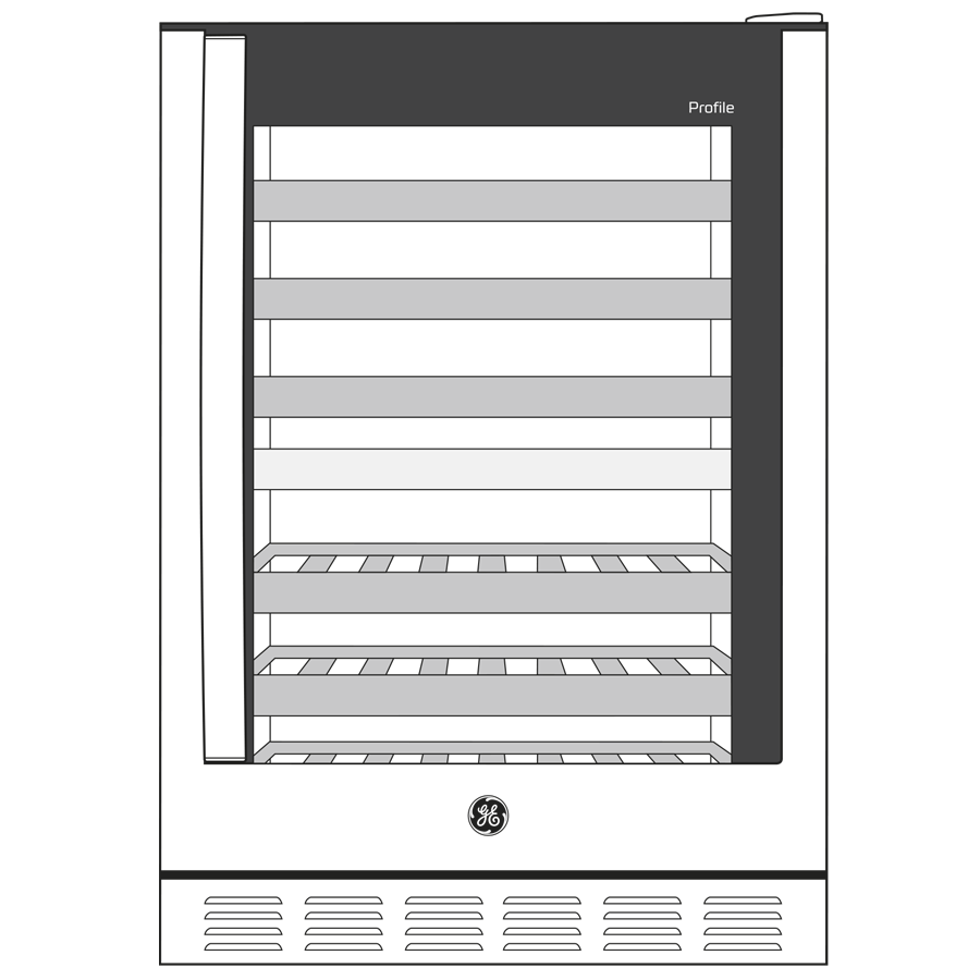 GE PWS06DSPSS 24 in. Undercounter Wine Cooler with Wood Racks, Dual Temperature Zones & 44 Bottle Capacity - Stainless Steel