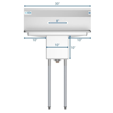 30 in. One Compartment Stainless Steel Commercial Sink with 2 Drainboards, Bowl Size 10" x 14" x 10" SA101410-10B3.