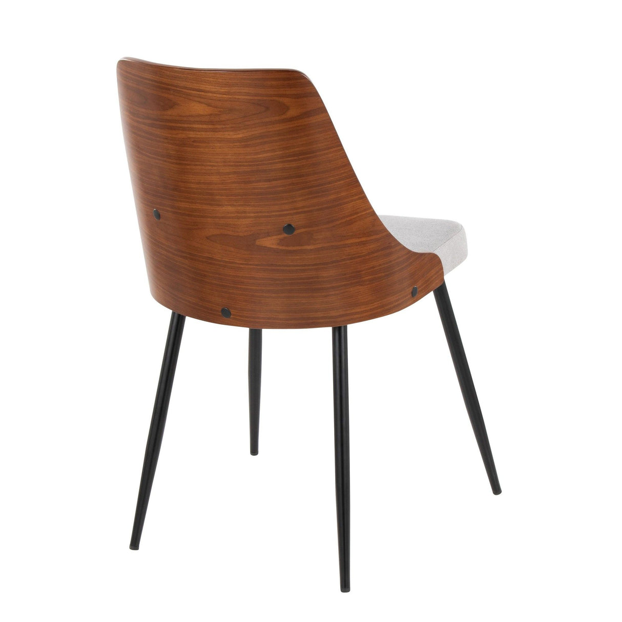 Anabelle - Dining / Accent Chair (Set of 2) - Black Metal, Walnut Wood, And Gray Fabric