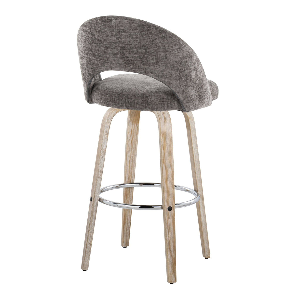 Renee - Upholstered Fixed-Height Barstool (Set of 2) - Whitewashed Wood