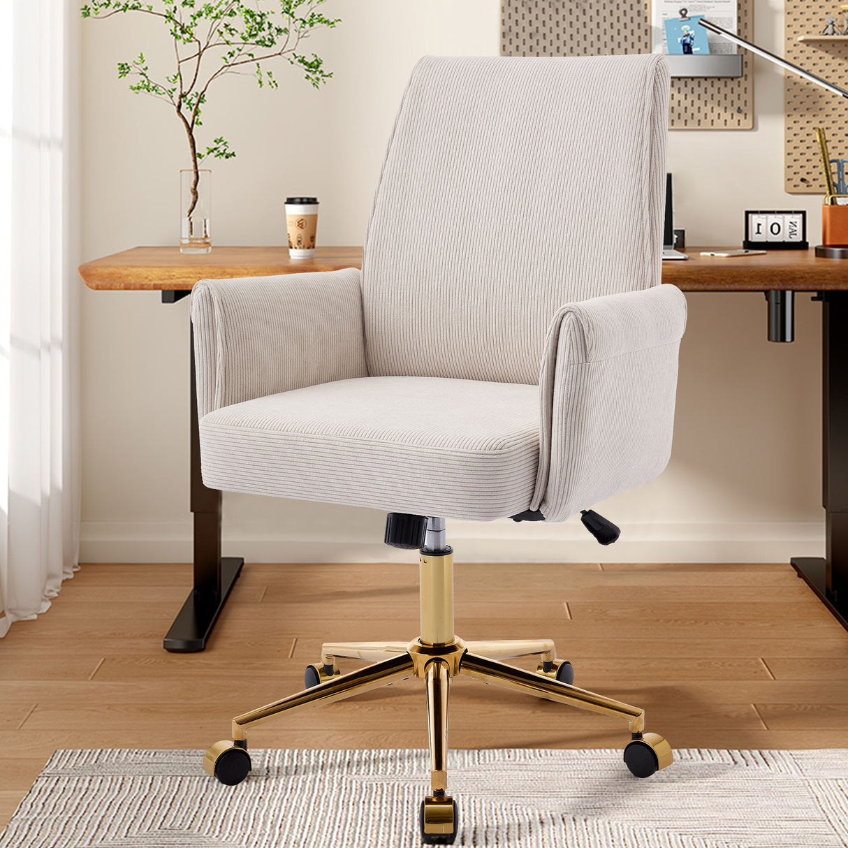 Ergonomic Mid-Back Office Chair With Striped Fabric