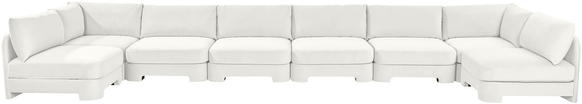 Hammond - Velvet Performance Fabric Upholstered 8 Piece U-Shaped Armless Sectional - Beige