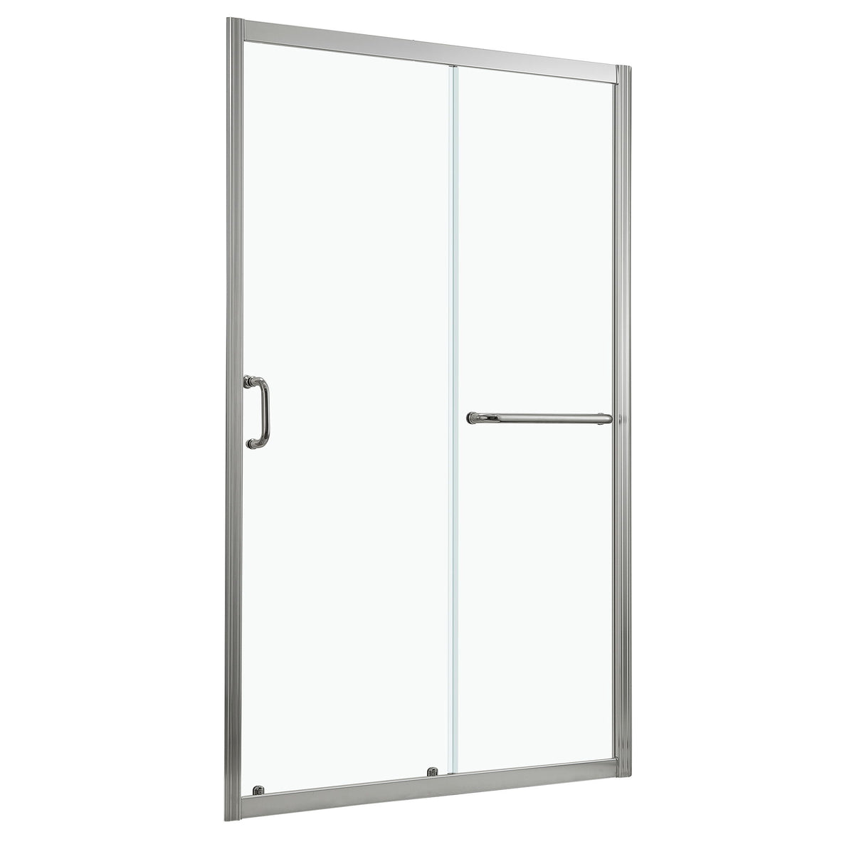 Single Sliding Bypass Shower Enclosure With Tempered Glass And - Brushed Silver