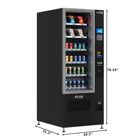 Refrigerated Snack and Drink Vending Machine with 36 Slots with Bill and Coin Acceptor in Black (KM-VMR-30-BC)
