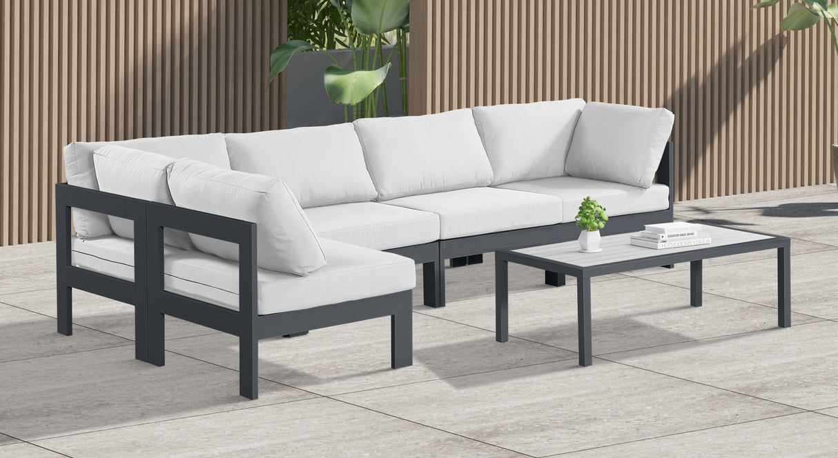 Nizuc - Outdoor Patio 5 Piece Modular Sectional With Gray Frame