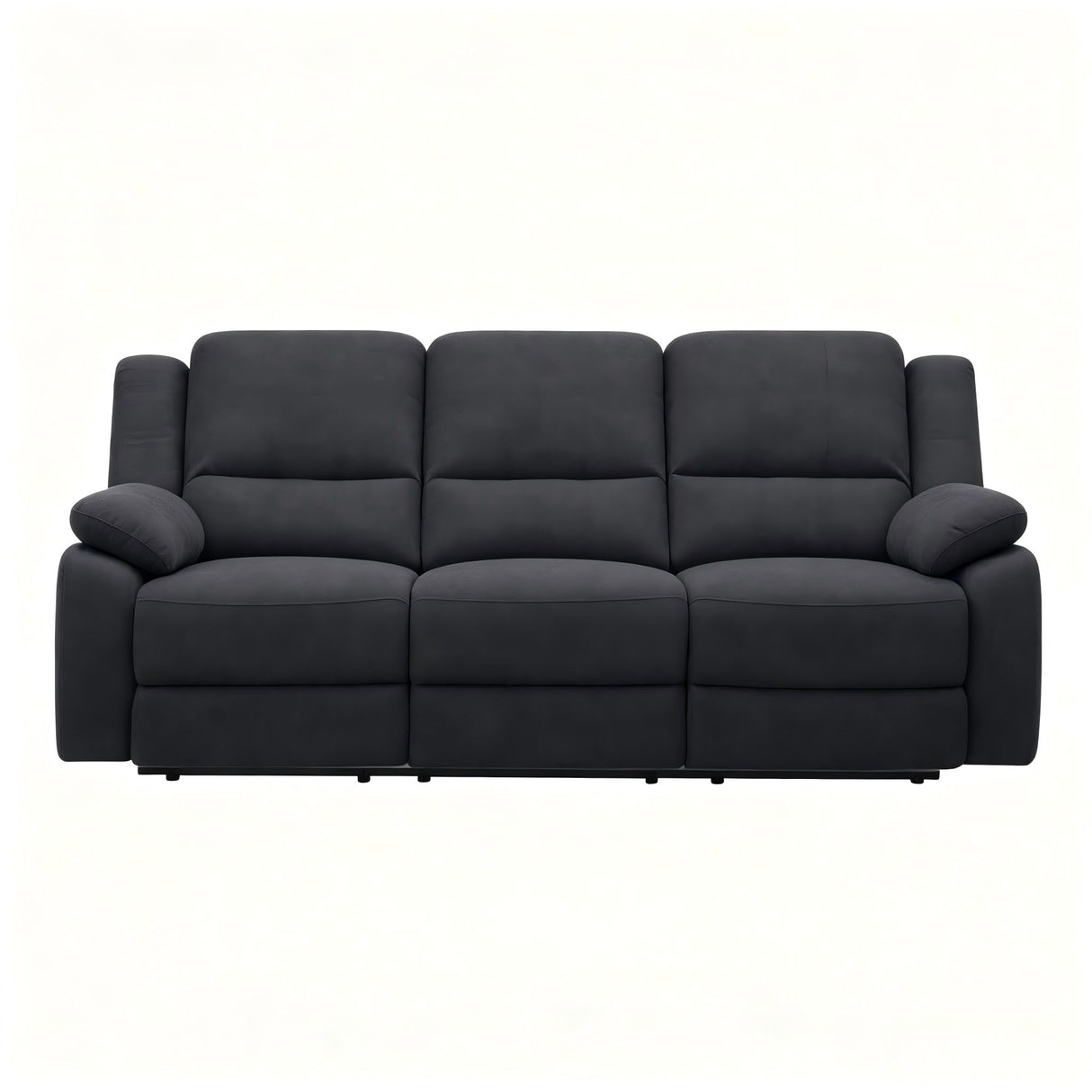 3 Seat Manual Reclining Sofa With Deep Recline - Black