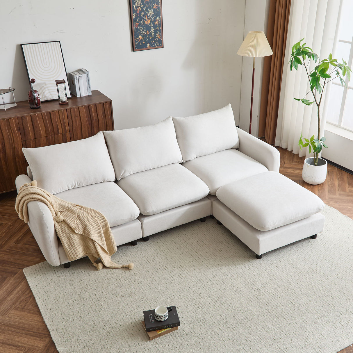 Oversize Modular Free Combination Sectional Sofa Couch With Ottoman For Living Room