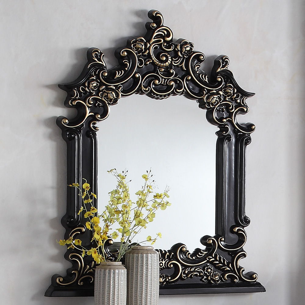 HD-328B - Mirror - Black Enamel With Gold Highlights