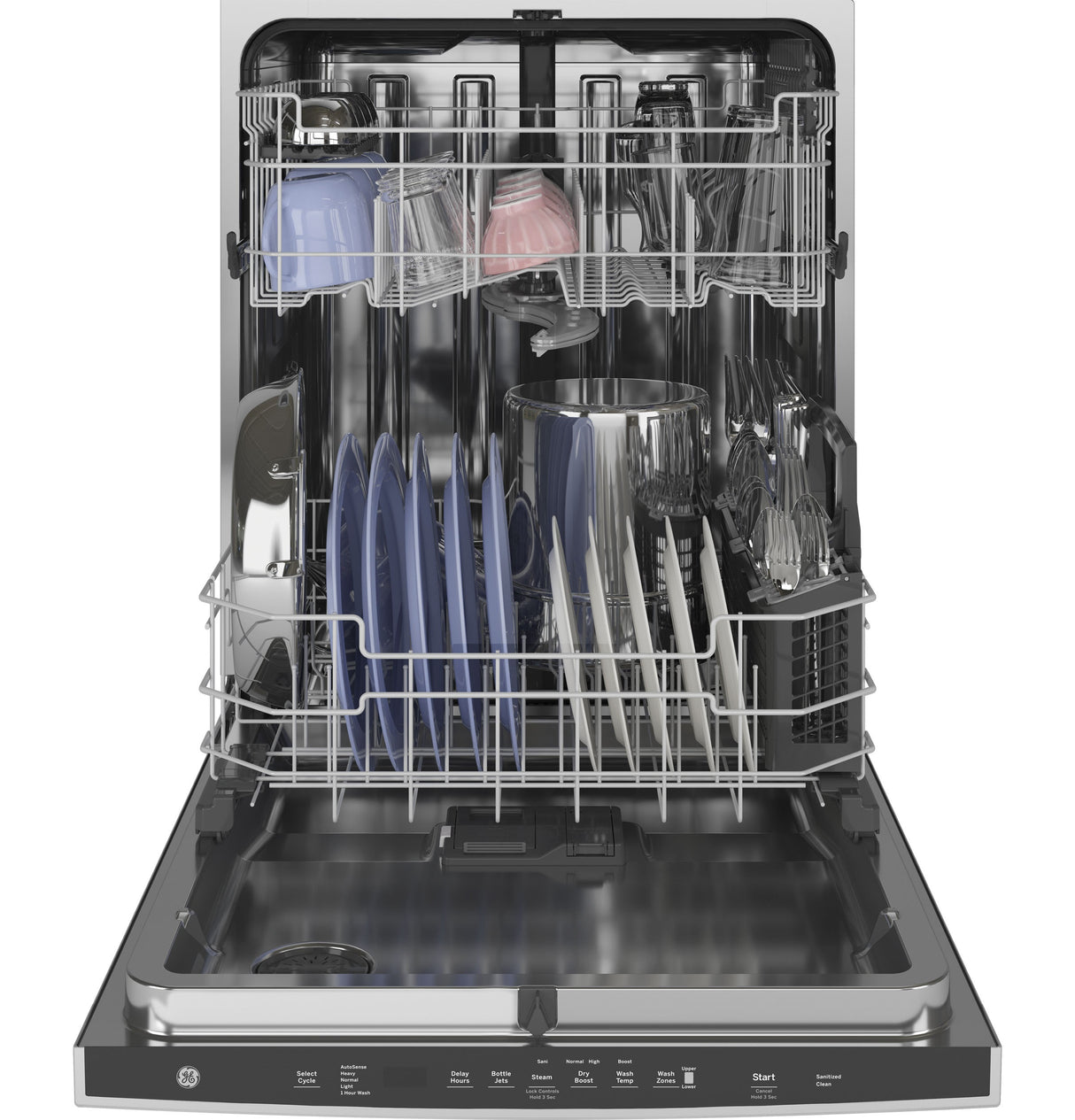 GE(R) ENERGY STAR(R) Fingerprint Resistant Top Control with Stainless Steel Interior Dishwasher with Sanitize Cycle & Dry Boost - (GDP645SYNFS)