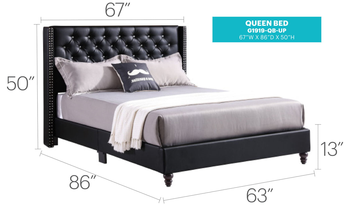 Upholstered Nailhead Trim Chic Bed