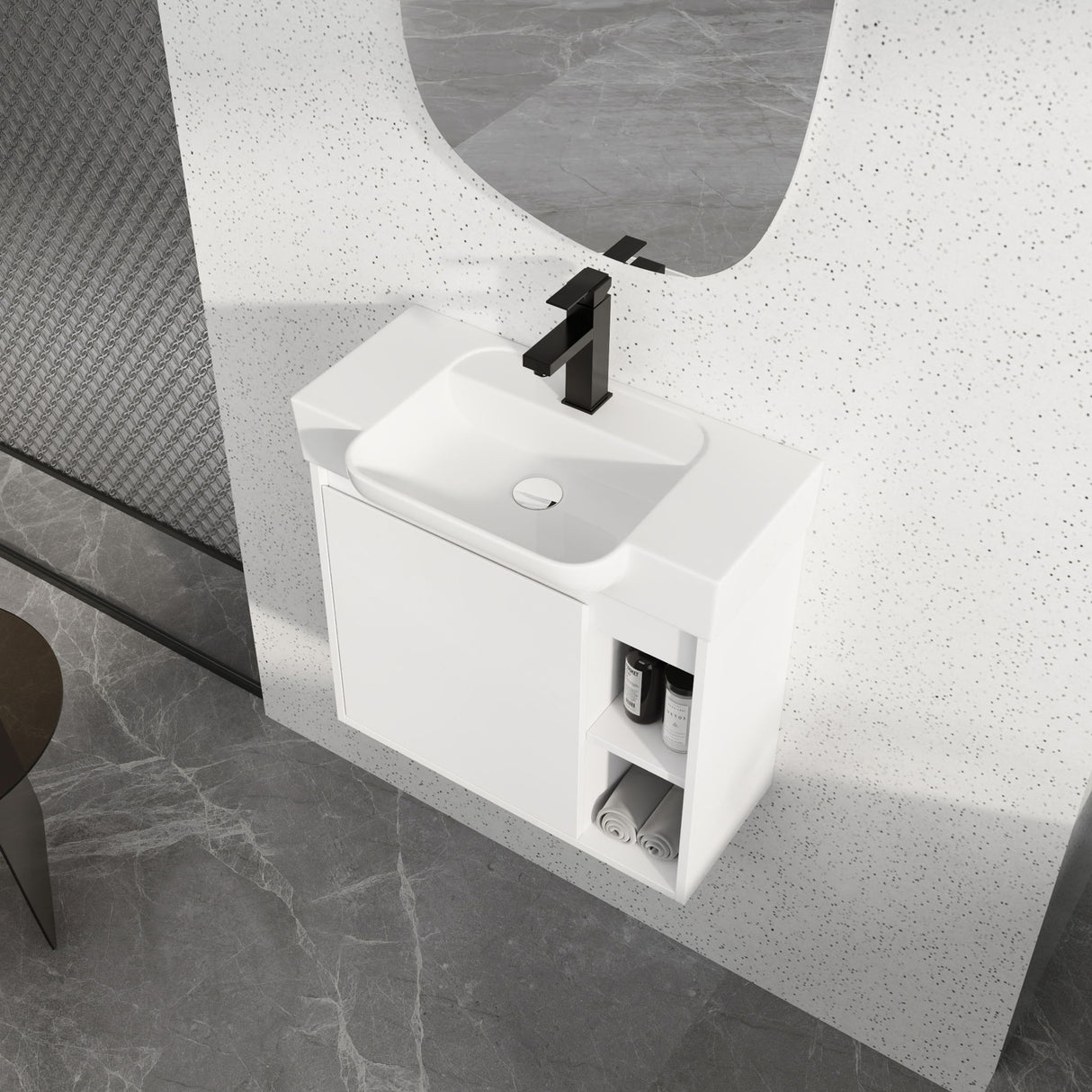 Wall Mounted Bathroom Vanity With Sink & Soft Close Door