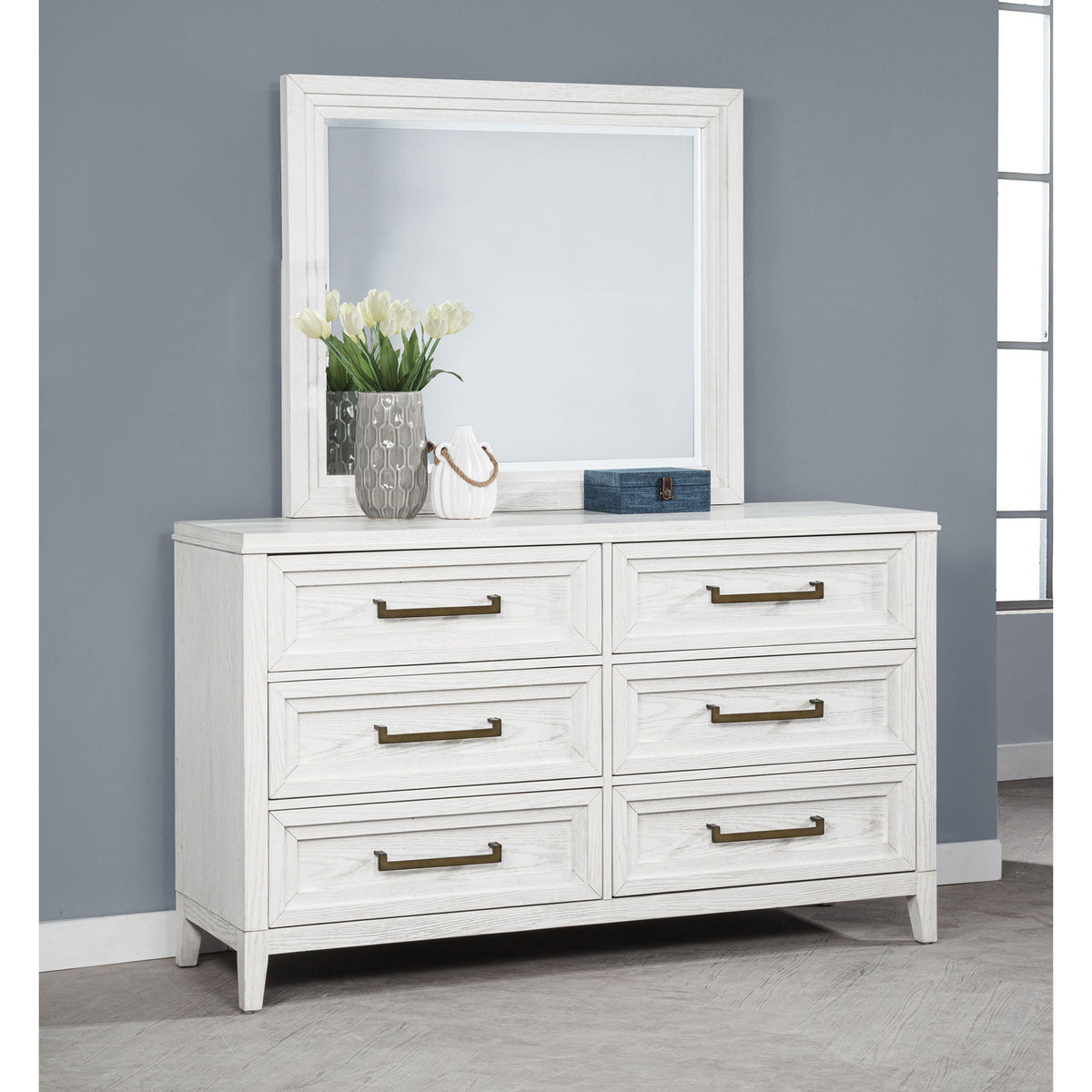6 Drawer Dresser & Mirror - White