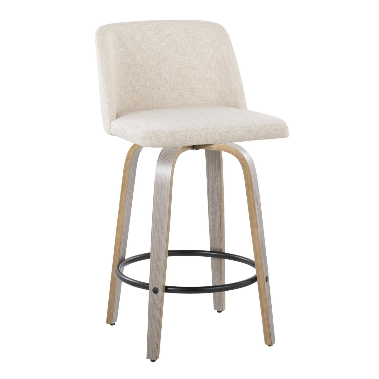 Toriano - 26" Fixed-Height Counter Stool (Set of 2) - Cream Noise And Light Gray