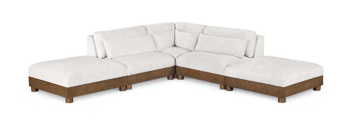Turin - Chenille Fabric Upholstered Modular Sectional - Cream