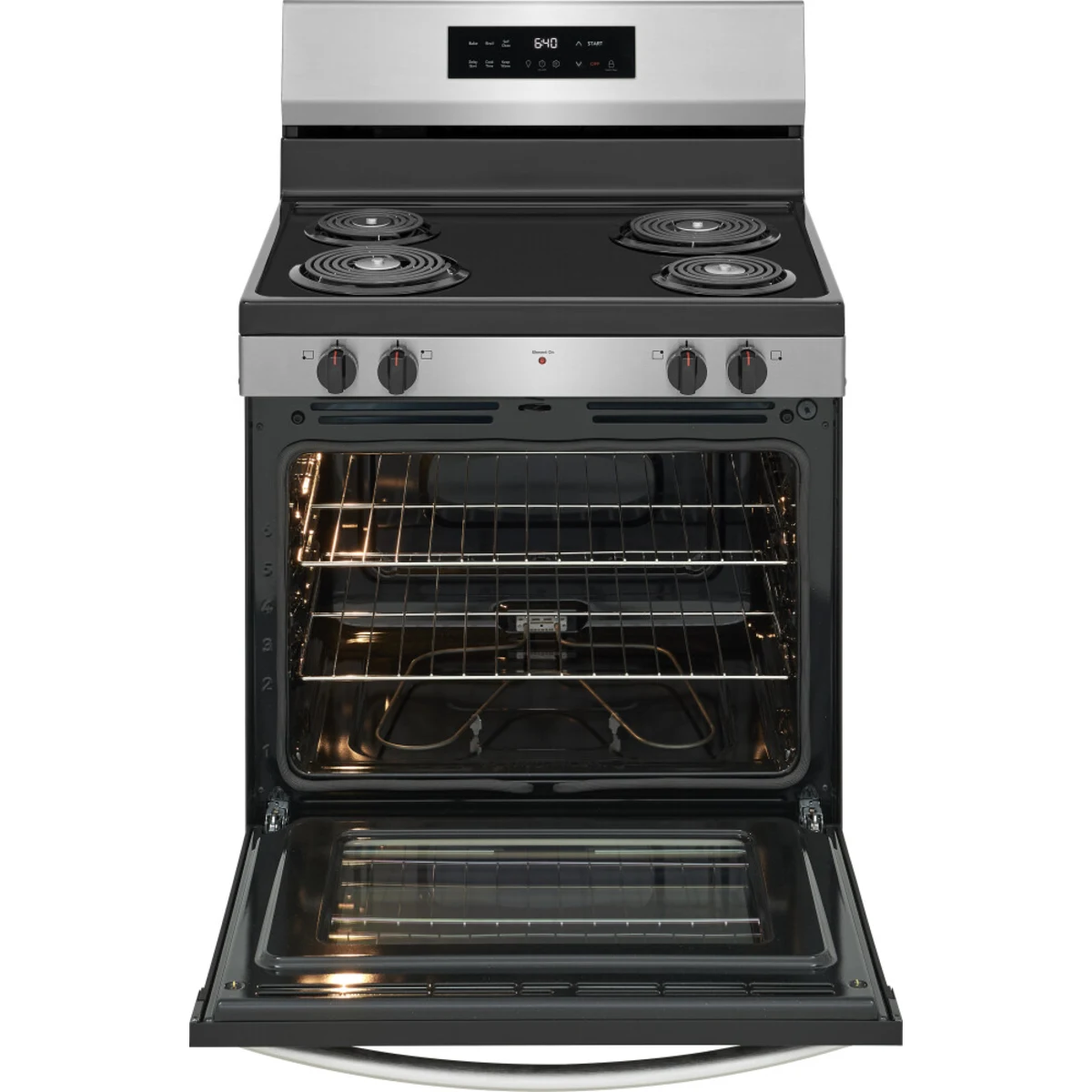 30 Inch Freestanding Electric Range with 4 Coil Elements, 5.3 cu. ft. Oven Capacity, Even Baking Technology, Hi/Lo Broil Options, Self Clean, and Storage Drawer: Stainless Steel