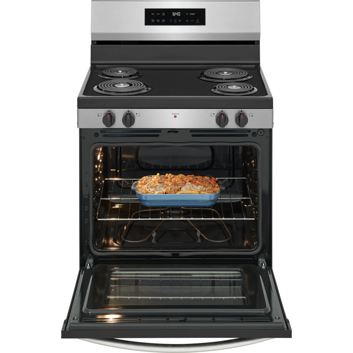 30 Inch Freestanding Electric Range with 4 Coil Elements, 5.3 cu. ft. Oven Capacity, Even Baking Technology, Hi/Lo Broil Options, Self Clean, and Storage Drawer: Stainless Steel
