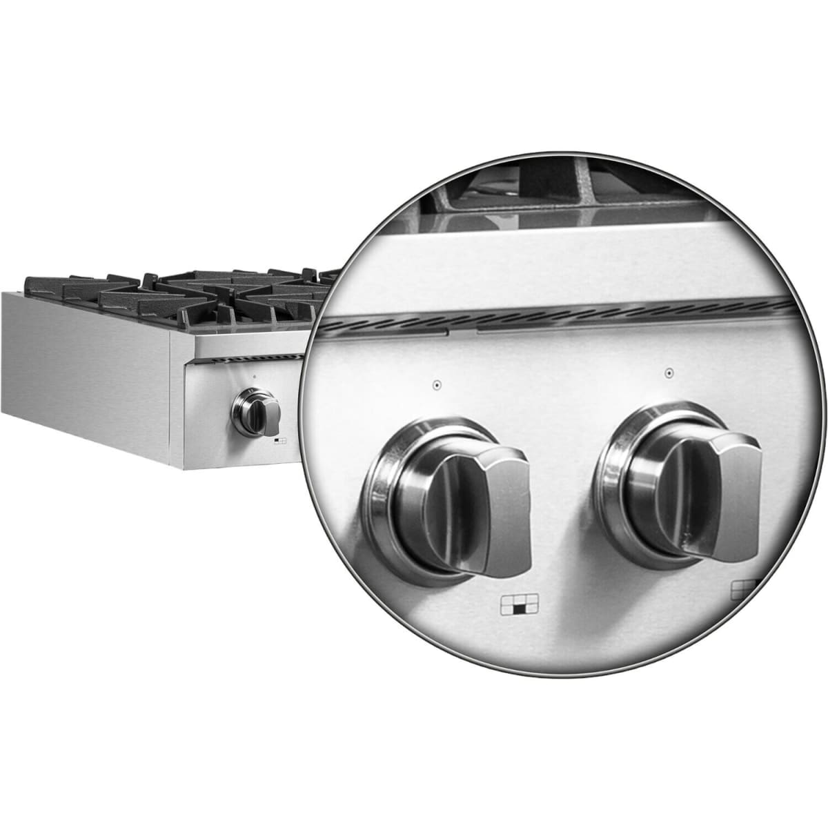 Forno Cossato FCTGS573736 36 Inch Gas Rangetop with 6 Sealed Burners, 83,000 Total BTUs, Continuous Cast Iron Grates, 430 Stainless Steel, Zinc Control Knobs, Auto-Ignition, Griddle, Wok-Ring and LP Conversion Kit Included: 36 Inch