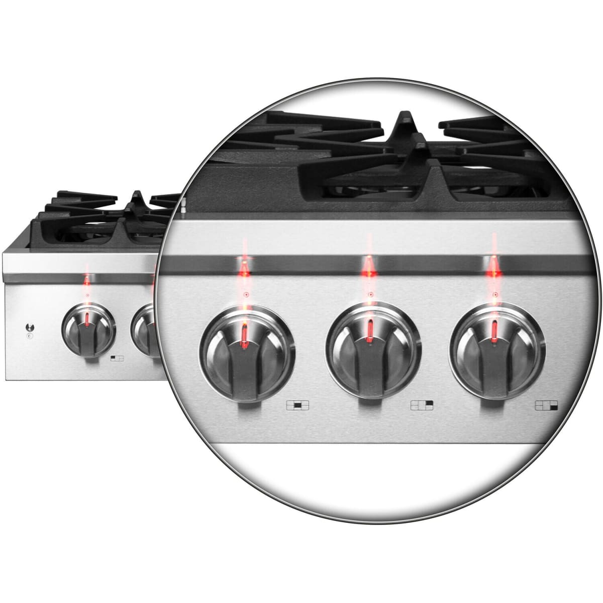 Forno Spezia FCTGS575130 30 Inch Gas Rangetop with 5 Defendi Italian Sealed Burners, 100,000 BTUs, Continuous Cast Iron Grates, Auto-Ignition, LED Light Zinc Control Knobs, Wok Ring, Griddle and LP Conversion Kit Included: 30 Inch