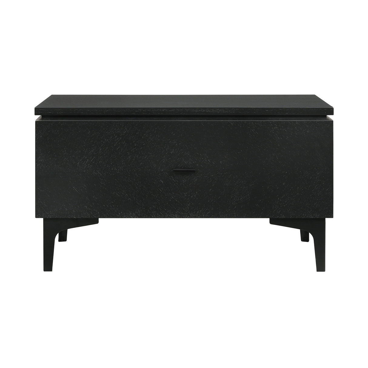 Legend - 1 Drawer Nightstand With Metal Legs - Black Glaze Ash