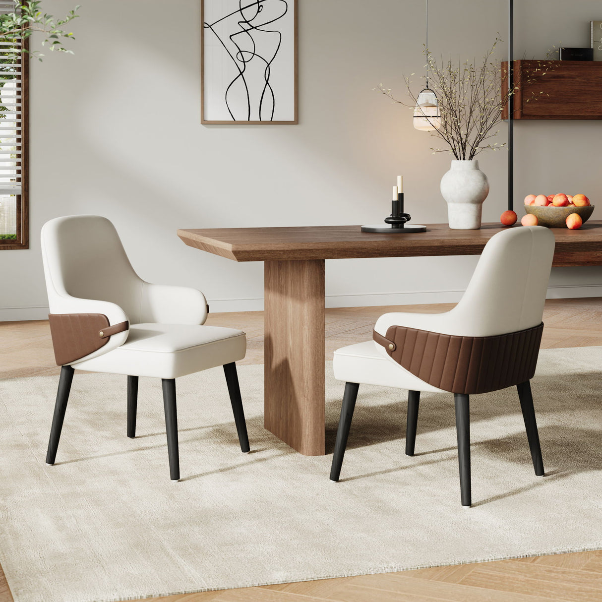 Indoor Dining Chair (Set of 2) - Beige / Brown